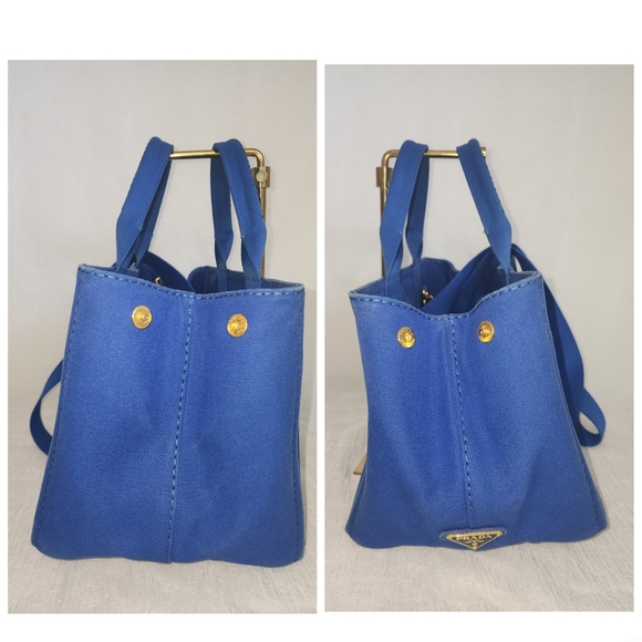Auth Prada Canapa Blue Tote Bag - Picture 9 of 13